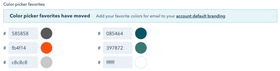 HubSpot Color Defaults